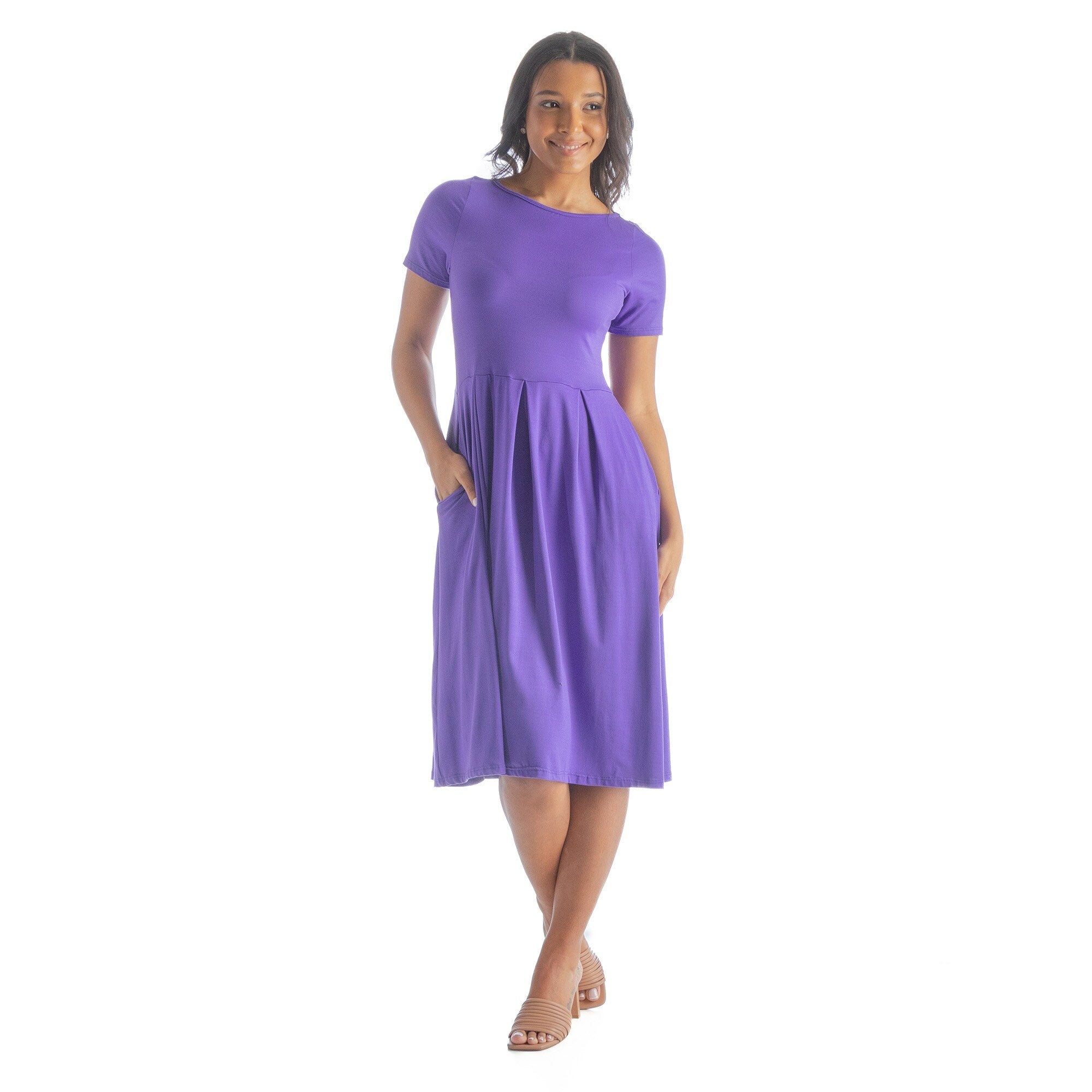 24seven-Comfort-Apparel-Midi-Dress-with-Short-Sleeves-and-Pocket-Detail