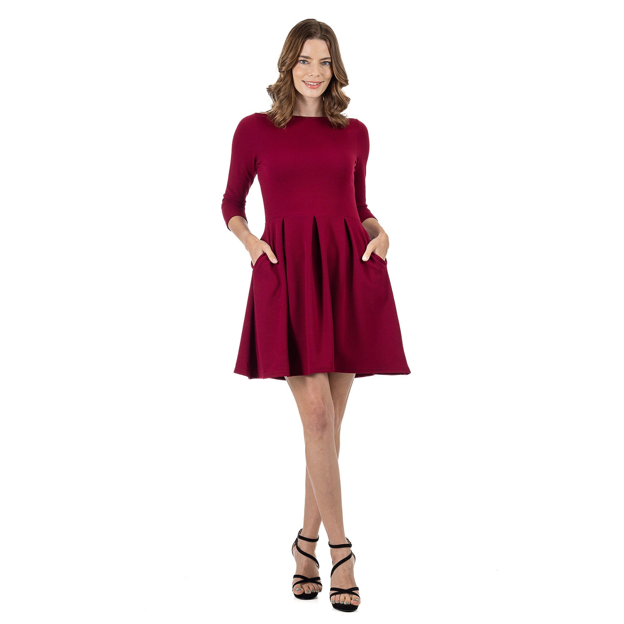 24seven-Comfort-Apparel-Perfect-Fit-and-Flare-Pocket-Dress