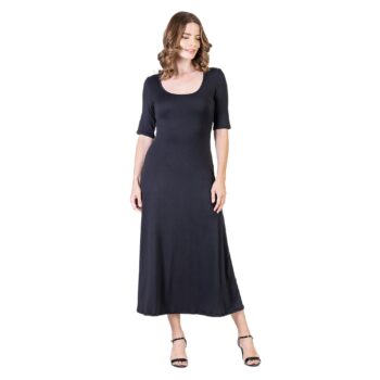 24seven Comfort Apparel Womens Casual Maxi Dress With Sleeves