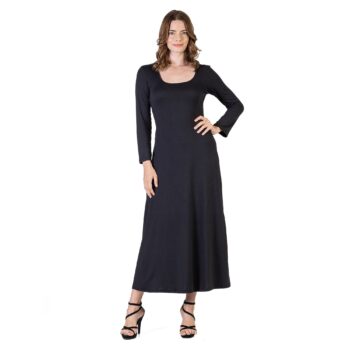 24seven Comfort Apparel Womens Long Sleeve Maxi Dress