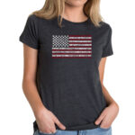 LA Pop Art Women's Premium Blend Word Art T-shirt - 50 States USA Flag